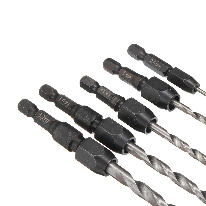 5Pcs 2-6mm Quick Change Twist Drill Bit Set Hex Shank HSS 2/3.2/4/5/6mm Drill Bit