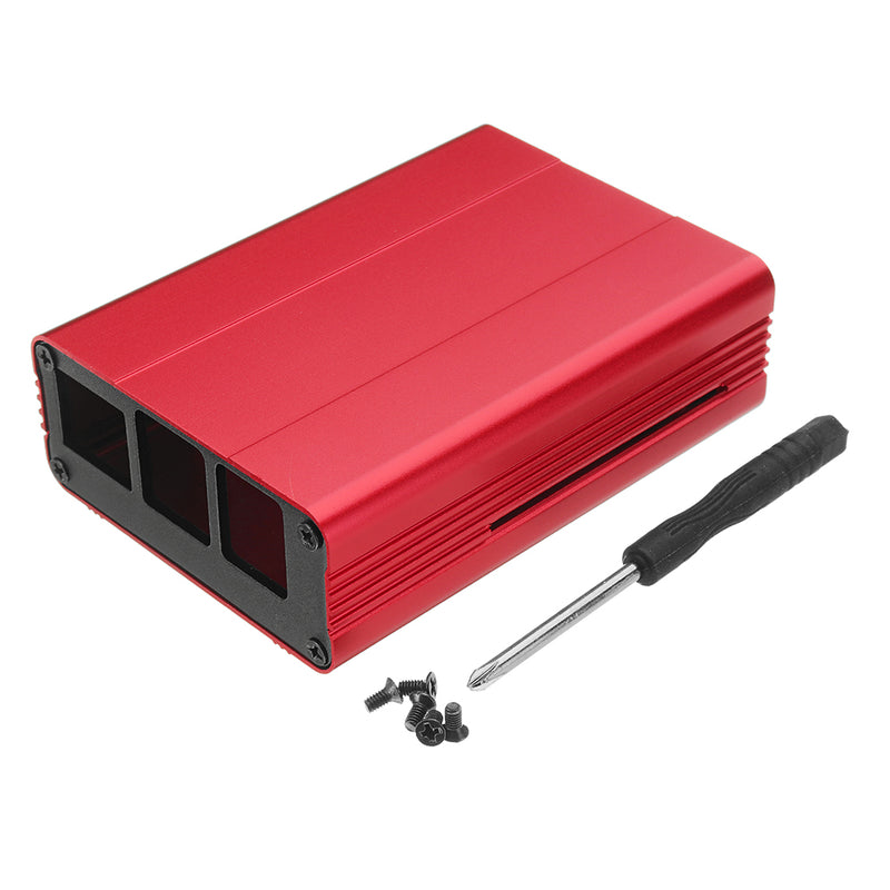 Black/Red Aluminum Alloy Protective Enclosure Case For Raspberry Pi 3 Model B+(plus)