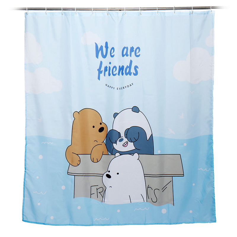 1.8M Cartoon Waterproof Bathroom Bath Shower Curtain Polyester Fabric With 12 Hook
