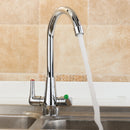 Chrome Modern Kitchen Sink Basin Faucet Twin Lever Rotation Spout Cold and Hot Water Mixer Tap