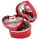 PU Heart Shaped Leather Jewelry Box Double Layers With Mirror for Earrings Necklace Rings