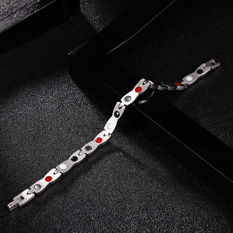 Fashion Magnetic Therapy Single Row Bracelet For Men Stainless Steel Silver Gold Chain Bracelet