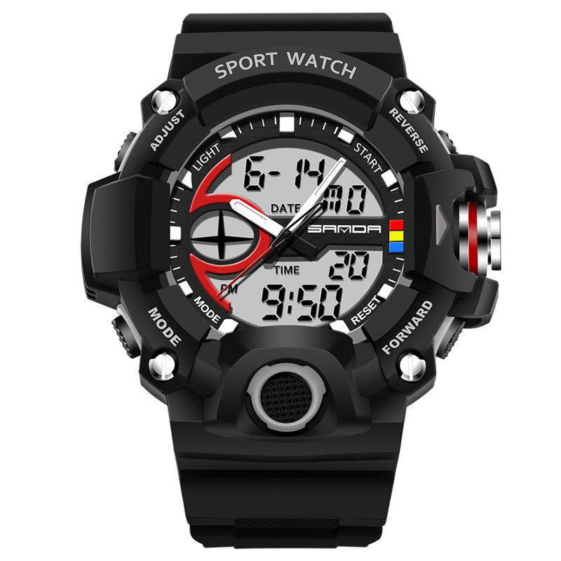 SANDA 715 Dual Display Multi-function Sport Stopwatch Outdoor Fashion Men Digital Watch
