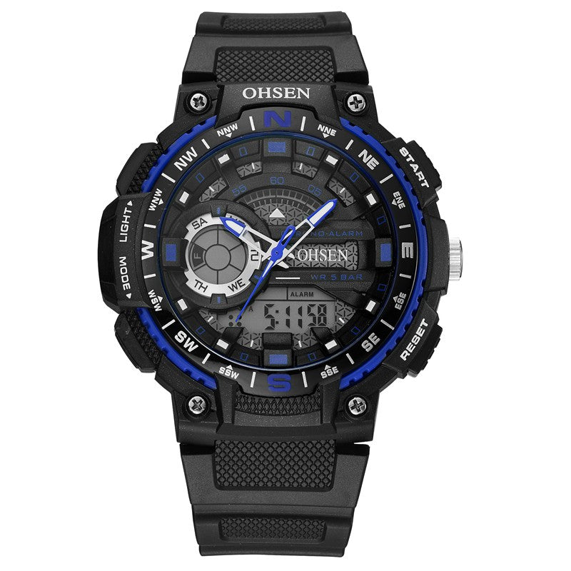 OHSEN AD1705 Digital Watch Dual Display Multifunction LED Sport Swimming Men Watch