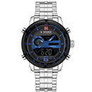 NAVIFORCE NF9119 Men Watch Luxury Dual Display Stainless Steel Strap Business Quartz Watch
