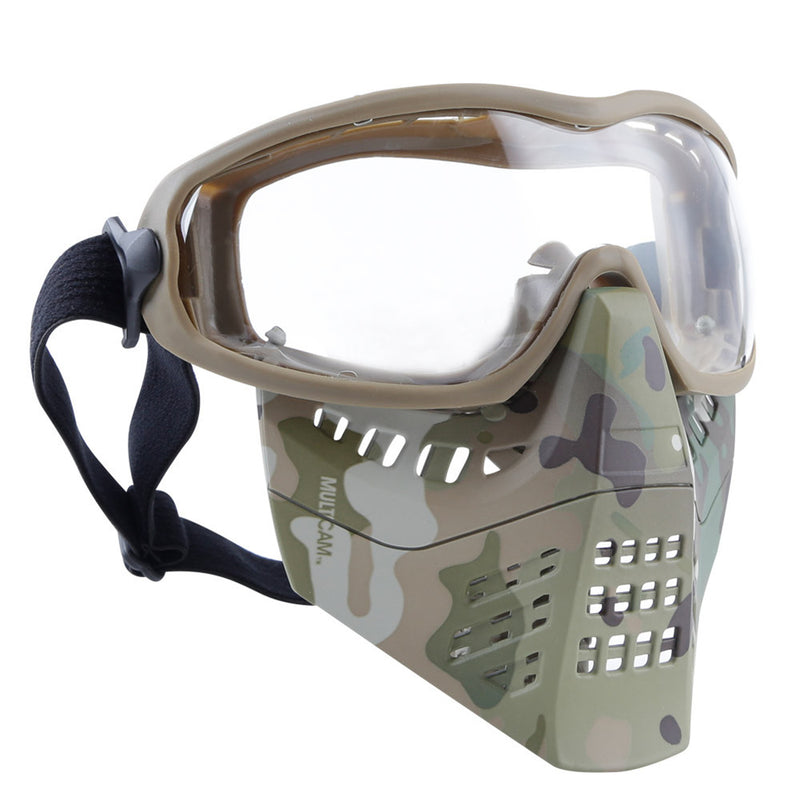 Wosport Tactical Glasses+Half Face Mask Removable Outdoor CS Military Protective Mask