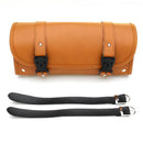 Universal Brown PU Leather Front Rear Motorcycle Tool Bag Luggage Storage Saddlebags