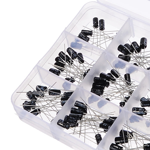 5 x 215pcs 15 Values 0.1uF-330uF Mix Electrolytic Capacitor Kit With Storage Box