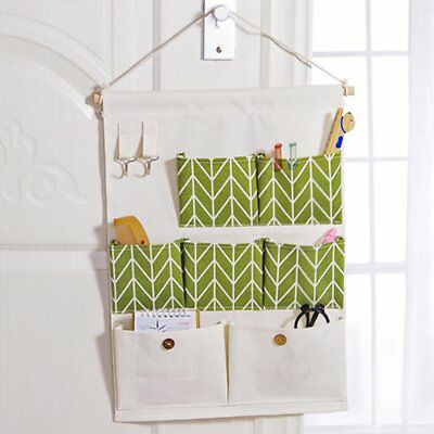 Cotton Linen Door Wall Home Hanging Bag Hanger Organizer Storage Pouch 7 Desktop Organizer