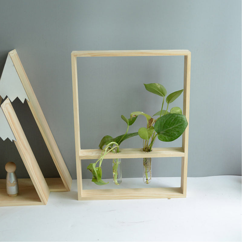 Wooden Test Tube Rack Flower Arrangement Hydroponic Plant Decorations