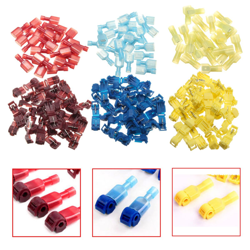150Pcs T-Taps/Male Insulated Wire Terminal Connectors Combo Kit 14-16 10-12 18-22