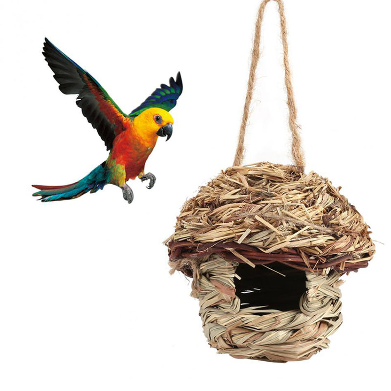 Straw Birdhouse for Parrot Hamster Small Animal's Cage Birds Breeding Bird House Home Hanging Decorations