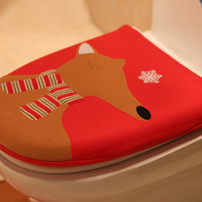 3PCS Christmas Santa Toilet Seat Covers Wtih Tissue Box and Rug Bathroom Set Christmas Decor