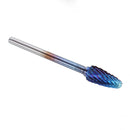 Drillpro 10Pcs 3mm Shank Blue Nano Tungsten Carbide Burrs 6mm Head Rotary File Set