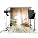 5x7FT Children Bear Balloon Wooden Floor Photography Studio Background Backdrop