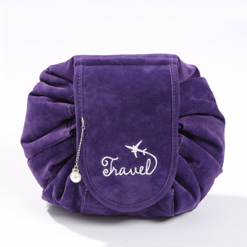 Oxford Cloth Velvet Lazy Bundle Mouth Drawstring Cosmetic Bag Large Capacity Wash Bag
