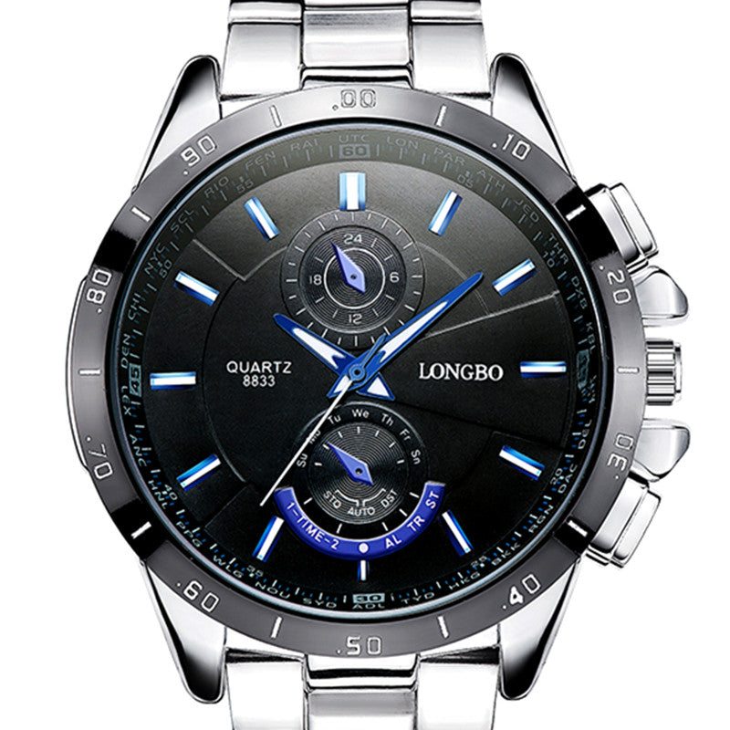 LONGBO 8833 Men Watch Luminous Stainless Steel Fashion Casual Quartz Wrist Watch