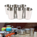 8 Pieces Stainless Steel Outdoor Travel Camping Cup Drinking Mug Beer Water Tea Coffee Storage Bag Travel Set (300ml & 70ml)
