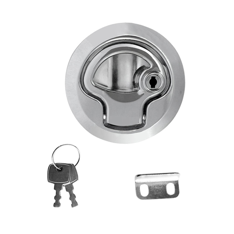 1 Piece Zinc Alloy Chrome Finished 2'' Marine Boat Deck Flush Latch Pull Latch Caravan Door Latch & Keys Suits 2-12mm Deep