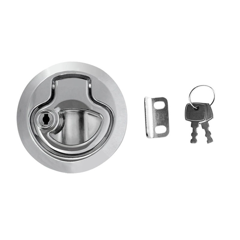 1 Piece Zinc Alloy Chrome Finished 2'' Marine Boat Deck Flush Latch Pull Latch Caravan Door Latch & Keys Suits 2-12mm Deep