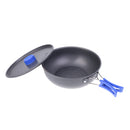 Portable Outdoor Cookware Aluminum Cooking Frying Pan Camping Picnic Hiking Utensils Lidded with Carry Bag