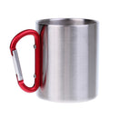 220ml Stainless Steel Double Wall Coffee Mug Outdoor Camping Travel Drink Water Tea Cup with Carabiner Hook Handle