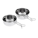 2 Pieces Stainless Steel Folding Camping Picnic Mess Tin Bowl Cookware Set