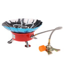 Outdoor Portable Folding 4000BTU Butane Gas Stove Burner with Lotus-shaped Unfold Windshield & Carry Pouch Hiking Picnic