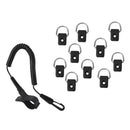 Coiled Elastic Kayak Canoe Boat Paddle Fishing Rod Holder Leash Clip Shock Cord Rope + 10 Kayak D Ring Deck Fitting Accessories