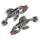 2 Pairs / Set Vinyl Shark Mouth Teeth & Fish Bone Kayak Dinghy Fishing Boat Decals Car Bumper Wall Funny Stickers