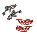 2 Pairs / Set Vinyl Shark Mouth Teeth & Fish Bone Kayak Dinghy Fishing Boat Decals Car Bumper Wall Funny Stickers