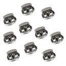 10 Pieces / Set Metal Double Holes Silver Oval Bean Lanyard Cord Locks Stopper Fastener Slider Toggles End - Shoelace Sportswear Accessories