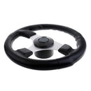 Heavy Duty 340mm Steering Wheel 3 Spoke Black Comfort Grip & Center Cap for Yacht Marine Boat