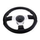 Heavy Duty 340mm Steering Wheel 3 Spoke Black Comfort Grip & Center Cap for Yacht Marine Boat