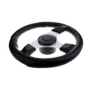 Heavy Duty 340mm Steering Wheel 3 Spoke Black Comfort Grip & Center Cap for Yacht Marine Boat