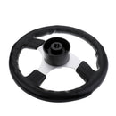 Heavy Duty 340mm Steering Wheel 3 Spoke Black Comfort Grip & Center Cap for Yacht Marine Boat