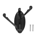 Solid Metal Swivel Hook Heavy Duty Folding Swing Arm Triple Coat Hook with Three Foldable Arms Towel Clothes Robe Hanger (Black)