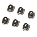 (Pack of 6) Gray Metal 2 Hole Bean String Cord Locks Clamp Toggle Stop Slider for Paracord, Elastic Cord, Accessory Cordage, Drawstrings, Sewing