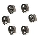 (Pack of 6) Gray Metal 2 Hole Bean String Cord Locks Clamp Toggle Stop Slider for Paracord, Elastic Cord, Accessory Cordage, Drawstrings, Sewing