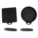 Lightweight 2-Piece Square & Round Cast Iron Skillet/ Fry Pan Set with Storage Bag Camping Picnic Fishing Outdoor