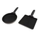 Lightweight 2-Piece Square & Round Cast Iron Skillet/ Fry Pan Set with Storage Bag Camping Picnic Fishing Outdoor