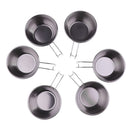 6pcs 50ml Stainless Steel Tea Wine Cup with Handle Mini Travel Hiking Camping Mug