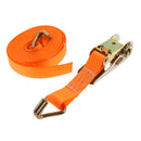 Premium 6m 1" Orange Polyester Ratchet Tie Down Strap Webbing with Double J Hooks Lashing Cargo Lorry Car Marine Boat