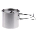 500ml Stainless Steel Outdoor Camping Cup Pot Bowl Backpacking Travel Cup with Lid & Foldable Handle