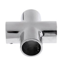 Premium 4 Way 90 Degree 22mm 7/8" Pipe Yacht Boat Hand Rail Fitting - Marine Grade Silver 316 Stainless Steel
