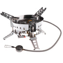 6800W Cooking Stove Gas Burning Stove Stainless Steel Burner 3 Fire Heads Camping Hiking Fishing