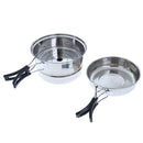 Portable Camping Cook Cooking Cookware Set Stainless Steel Pots Pans Cookout Easy Storage