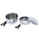 Portable Camping Cook Cooking Cookware Set Stainless Steel Pots Pans Cookout Easy Storage