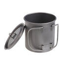 400ml Titanium Water Cup with Lid & Foldable Handle Hiking Backpacking Outdoor Camping Travel Cup Pot Coffee Mug