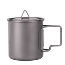 400ml Titanium Water Cup with Lid & Foldable Handle Hiking Backpacking Outdoor Camping Travel Cup Pot Coffee Mug
